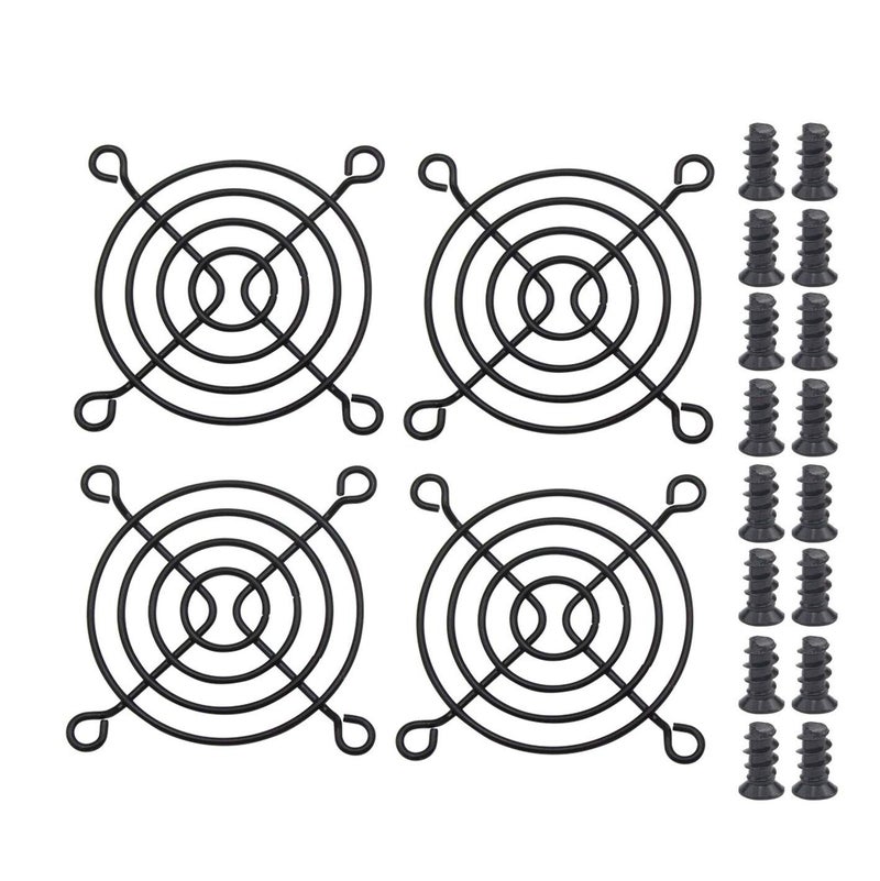 Easycargo 4pcs 60mm Fan Grill 60mm Guard Black with Screws (Black 60mm) - Image 1
